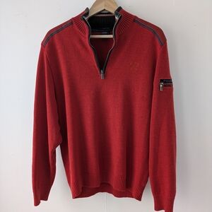 Paul & Shark Yachting Cool Touch Red Quarter Zip-Up Men's Wool Sweater Size Med